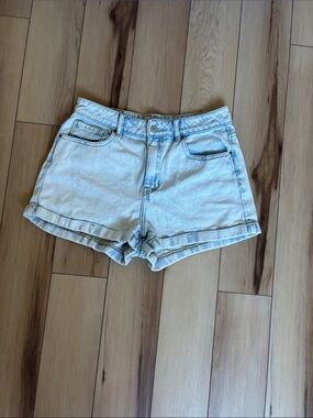 PacSun Light Blue High-Rise Rolled Hem Denim Shorts
